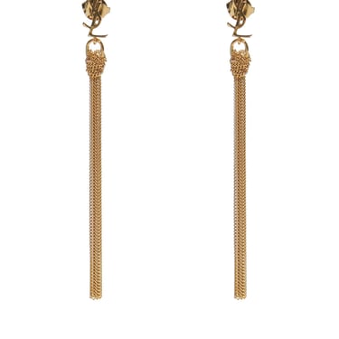 Saint Laurent Women Cassandre Metal Earrings With Tassel