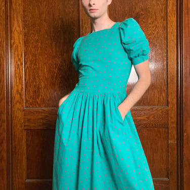 80s Laura Ashley polka dot dress 