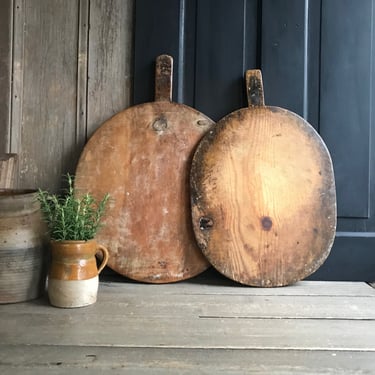 Rustic Wood Bread Serving Board, Charcuterie, Pizza, Cheeseboard, Antique European Farmhouse Cuisine, 2 Available 