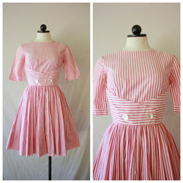 50s Candy Stripe Fit and Flare Dress Size XXS 