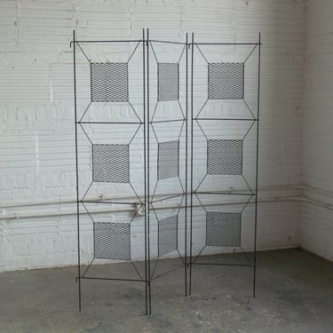 Vintage Frederic Weinberg 3-Panel Iron Screen // Room Divider 