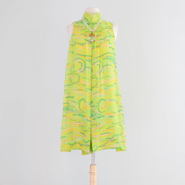 Vintage 1960's Lime Green Psychedelic Mod Romper by Aloha / SM