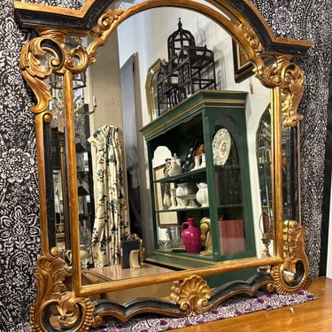 LARGE EBONY & GILT MIRROR ATTRIBUTED TO HARRISON & GIL | 52"H X 48" W