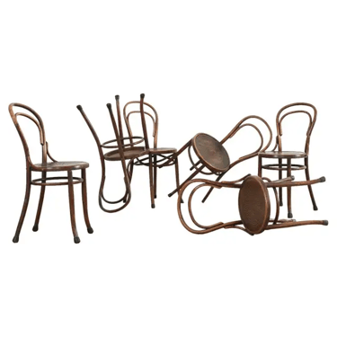 Set of Six J and J Kohn for Thonet Bentwood Bistro Dining Chairs