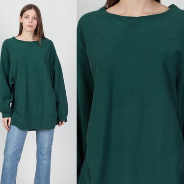 90s Green Distressed Oversize Sweatshirt - Men's XL, Women's XXL | Vintage WearGuard Plain Long Pullover 