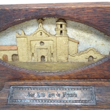 Antique 1800's San Antonio de Pala Asistencia Standing Plaque, Hand Made of Wood, Vintage Spanish Colonial Mission 