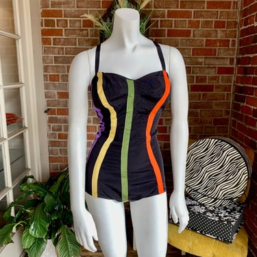 1950s Cole of California Colored Striped Bathing Suit