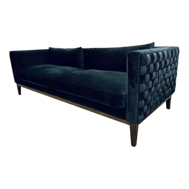 Modern Woven Navy Blue Velvet Sofa