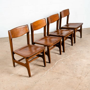 Mid Century Modern Dining Chairs Set of 4 Solid Walnut American Vintage Armchair