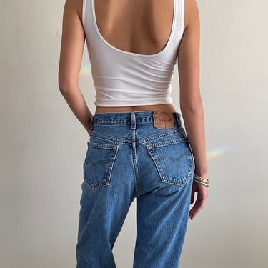 30 Levis 501 vintage faded jeans / light soft wash faded button fly boyfriend high waisted shrink to fit Levis 501-0115 jeans USA size 29/30 