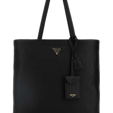 Prada Women Black Leather Shopping Bag