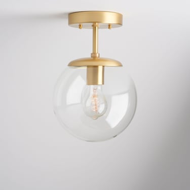 6" Round Globe - Mid-Century Style Lighting - Globe Light Fixture - Semi Flush Hallway Light - Ceiling Lamp 