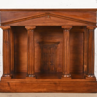 Romweber Neoclassical Pantheon Form Carved Walnut and Burl Wood Sideboard or Console Table