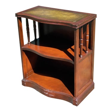 Vintage Federal Style Mahogany Leather Top Bowfront Bookcase