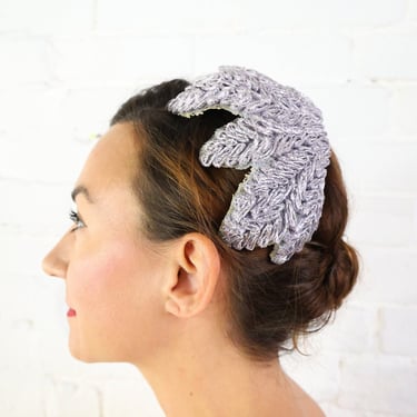 1950s Lavender Juliette Cap Hat | 50s Lavender Woven Raffia Fascinator | 