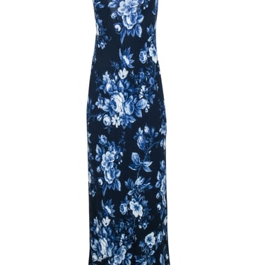 Reformation - Navy &amp; Blue Floral Print &quot;Parma&quot; Dress Sz XL