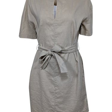 Theory - Beige Linen Blend Belted Shift Dress Sz 4