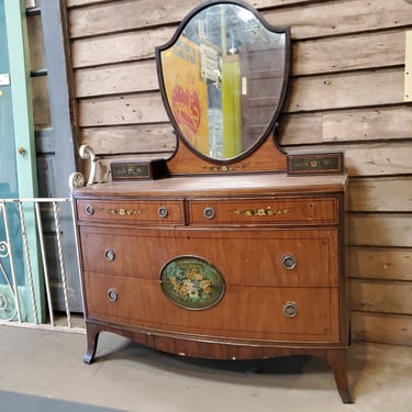 Handpainted Vintage John Widdicomb Dresser with Mirror