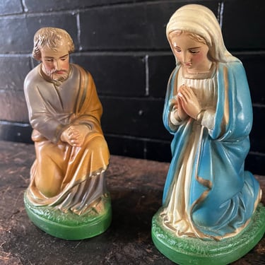 Vintage Mary and Joseph Chalkware Nativity Figures 