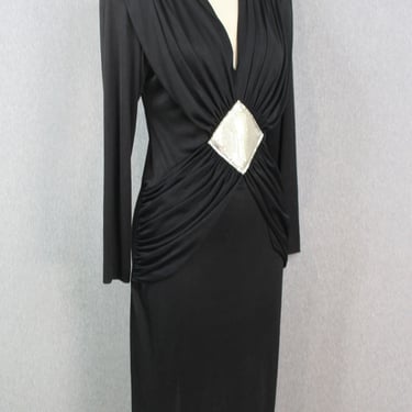 1970s - Futuristic -  Black Cocktail Dress -  Cocoon - Disco - Sleek/Sexy - by Jalm- Estimated size 4/6 