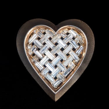 Trifari Rhinestone Heart Brooch