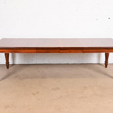 Baker Furniture English Country Solid Mahogany Farmhouse Harvest Dining Table, Newly Refinished