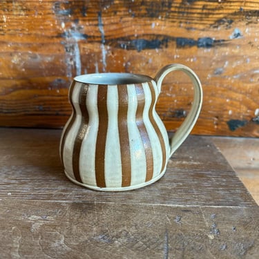 Mug - White and Brown Striped 