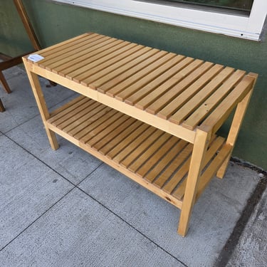 Blonde Slatted Shoe Rack Bench