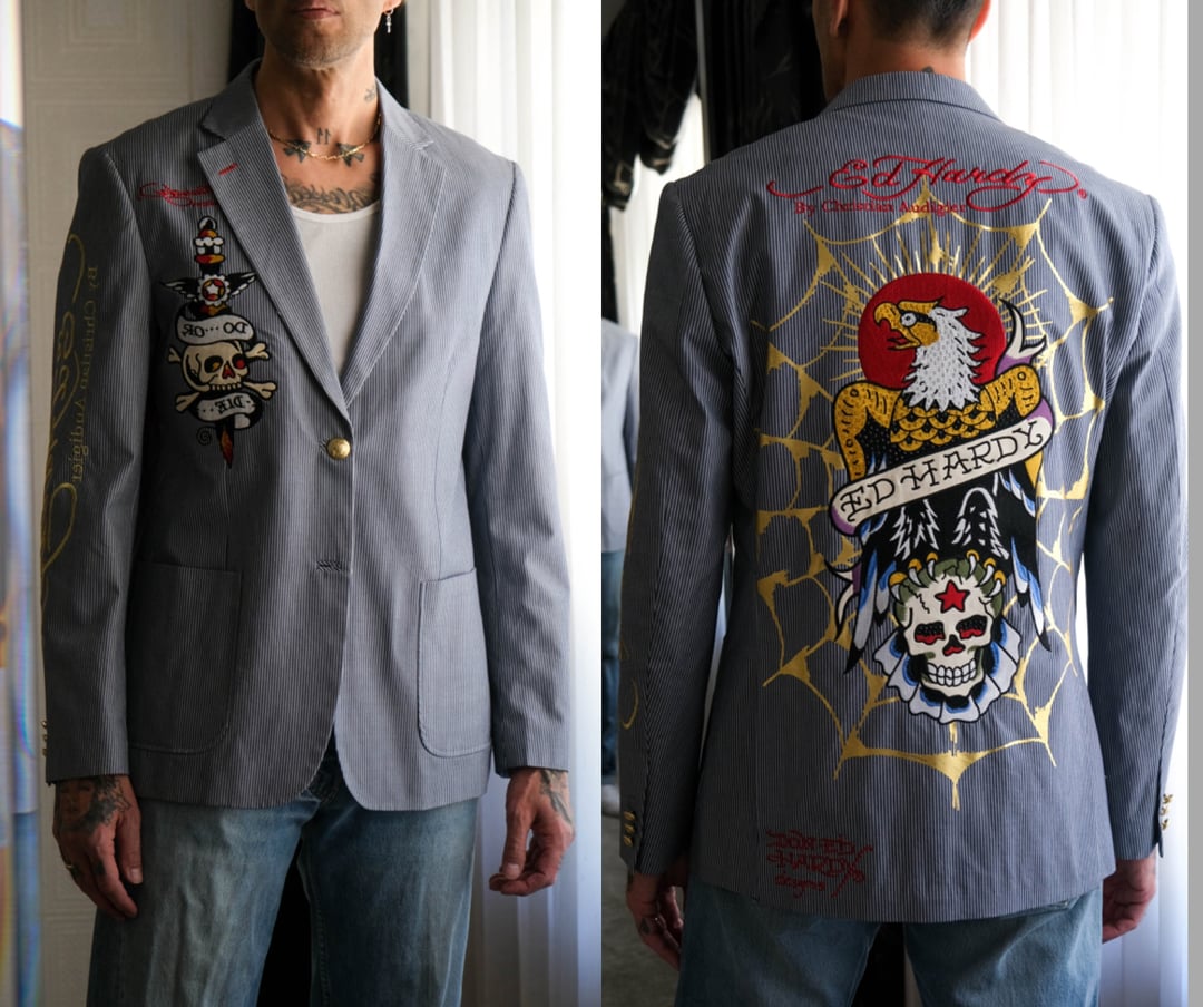 Ed Hardy Christian Audigie パーカー ストーン Vintage Ed Hardy Christian Audigier Rhinestone Tiger Full