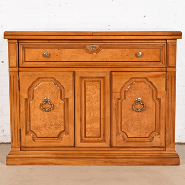 Thomasville French Regency Louis XVI Burled Walnut Flip Top Buffet Server or Bar Cabinet