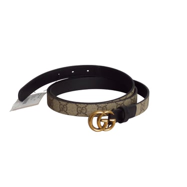 GUCCI- NWT Brown Skinny Supreme Canvas Belt, 115cm