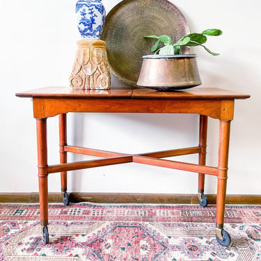 Stickley Bar Cart Vintage Cherry Wood Expanding Bar Cart Server on Casters Side Table Mid Century Dining Room NOT FREE SHIPPING 