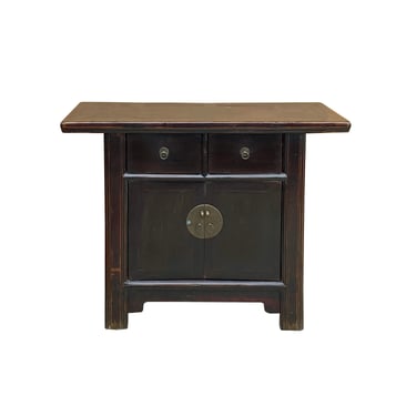 Vintage Chinese Dark Brown Drawers Side Table Credenza Vanity Cabinet cs7798E 