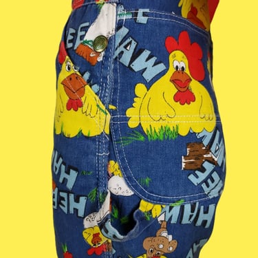 1970s novelty overalls. Hee Haw! Cartoon graphics. Iconic T.V. Vintage. By Liberty. Size S (28) 