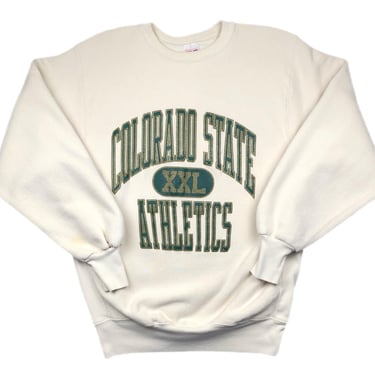 Vintage 80s/90s Colorado State University Rams Athletics Made in USA Reverse Weave Style Graphic Crewneck Sweatshirt Pullover Size Large/XL 