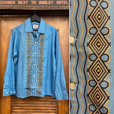 Vintage 1950’s “Bud Berma” Atomic Pattern Cotton Rockabilly Shirt, 50’s Rockabilly Shirt, 50’s Shirt, Vintage Clothing 