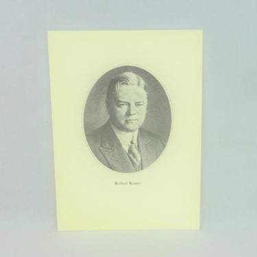 60s Herbert Hoover Portrait - Print Lithograph Poster - President of the United States - 8 3/4" x 12" 
