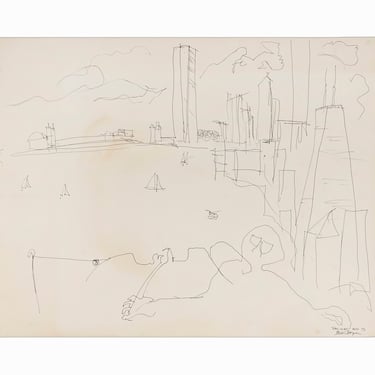 1972 Steven Boyum "Sailing" Drawing on Paper Chicago 