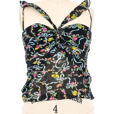 Christian Dior Floral Chiffon Bustier Top