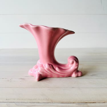 1950's Cameron Clay Pottery Pink Cornucopia Planter / Vase 