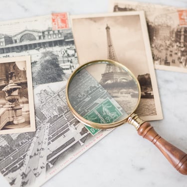 Vintage Magnifying Glass with 12 Parisian Postcards