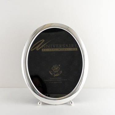 Oval 8" x 10" Silver Tone Metal Picture Frame, Anniversarie by Loui Michel Cie Oval Frame, Tabletop Photo Frame 