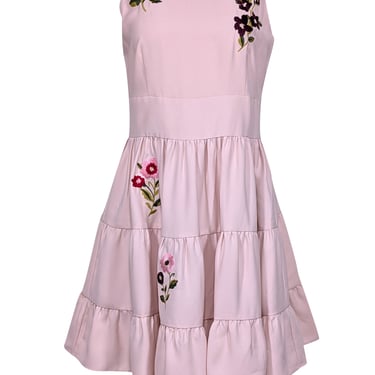 Kate Spade - Blush Pink Sleeveless Dress w/ Embroidered Floral Design Sz 8