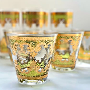 Georges Briard whiskey glasses, Carrara old fashioned rocks glasses, Vintage Fall Holiday cocktail party barware, Gift for the bar 