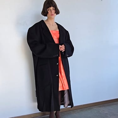 Black Heavy Wool Oversized Coat (XXL)