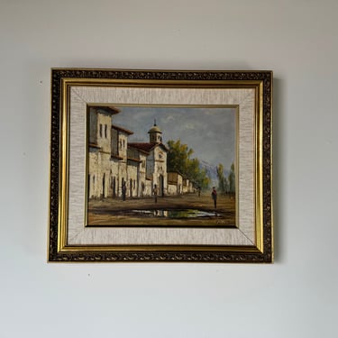 1960's Fido Corters Impressionist Spanish Villa Oil Painting, Framed 