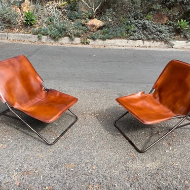 Vintage Lawson Fenning Leather Sling Chairs 