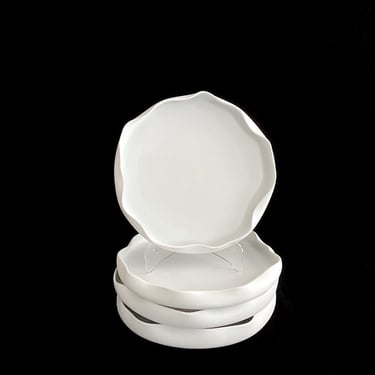 Vintage Italian Modernist Matte White Porcelain Folded Edges 9.5" Round Plates Modern SETA Royale Sumisura  Plate *Several Available* 