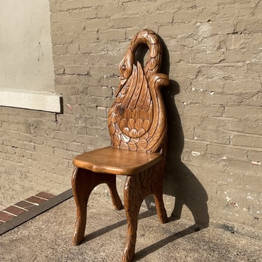 Carved Pine Swan Chair