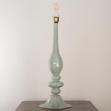 Murano glass table lamp soft green color, handmade Made in Italy Venetian design lighting 